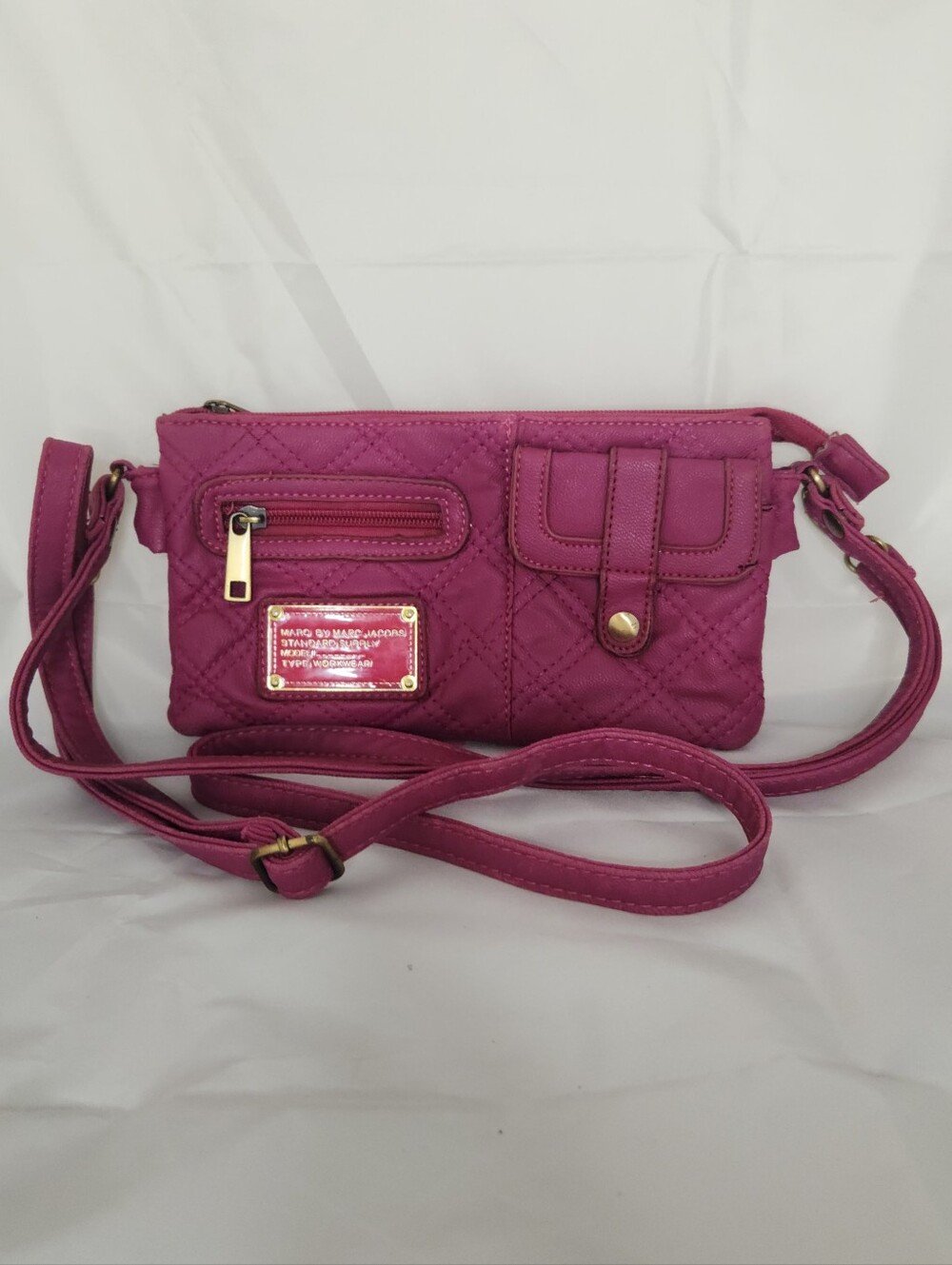 Marc Jacobs Quilted Crossbody Bag in Hot Pink Greay Shape!!